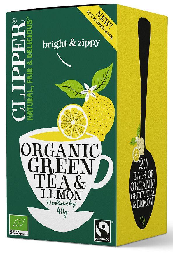 Clipper (herbaty) HERBATA ZIELONA Z CYTRYNĄ FAIR TRADE BIO 40 g (20