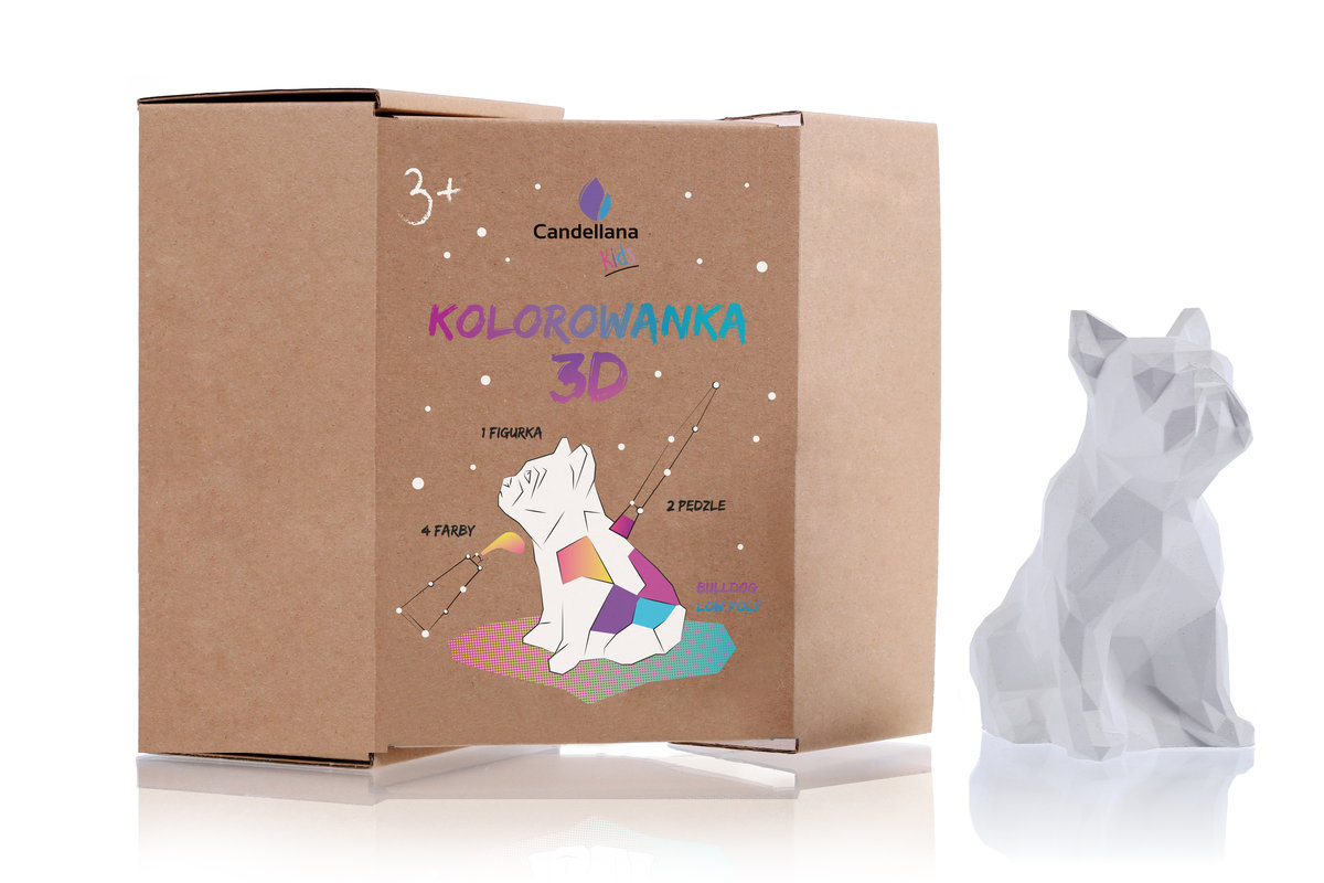 Candellana Kolorowanka 3D Buldog Low Poly