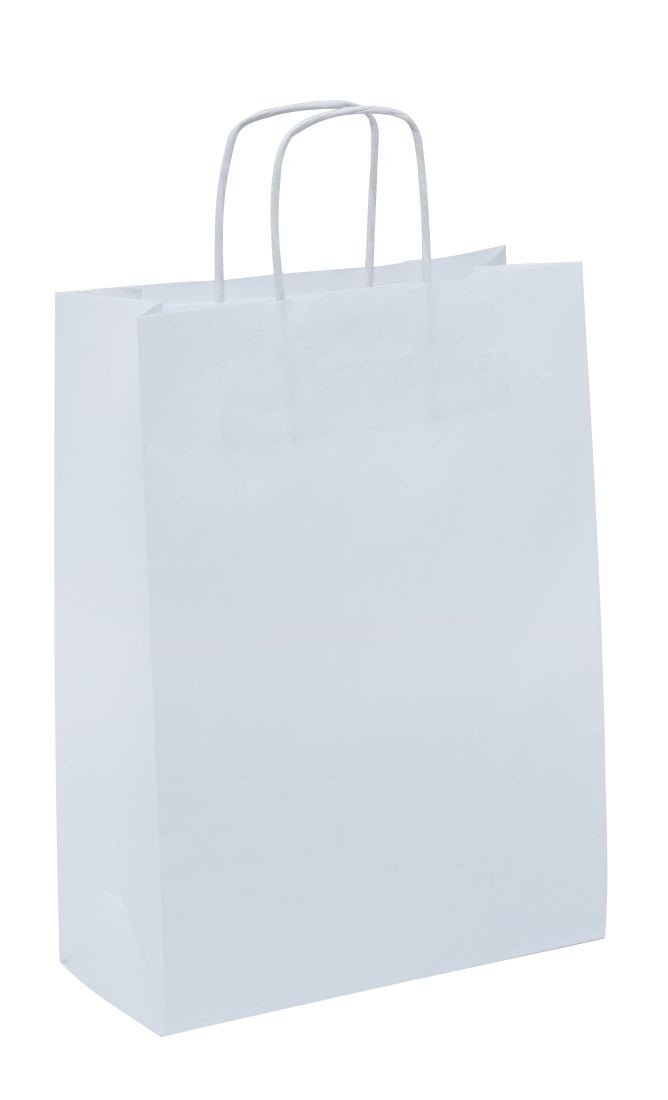 Torby papierowe, białe, 26x12x32 cm, 10 sztuk