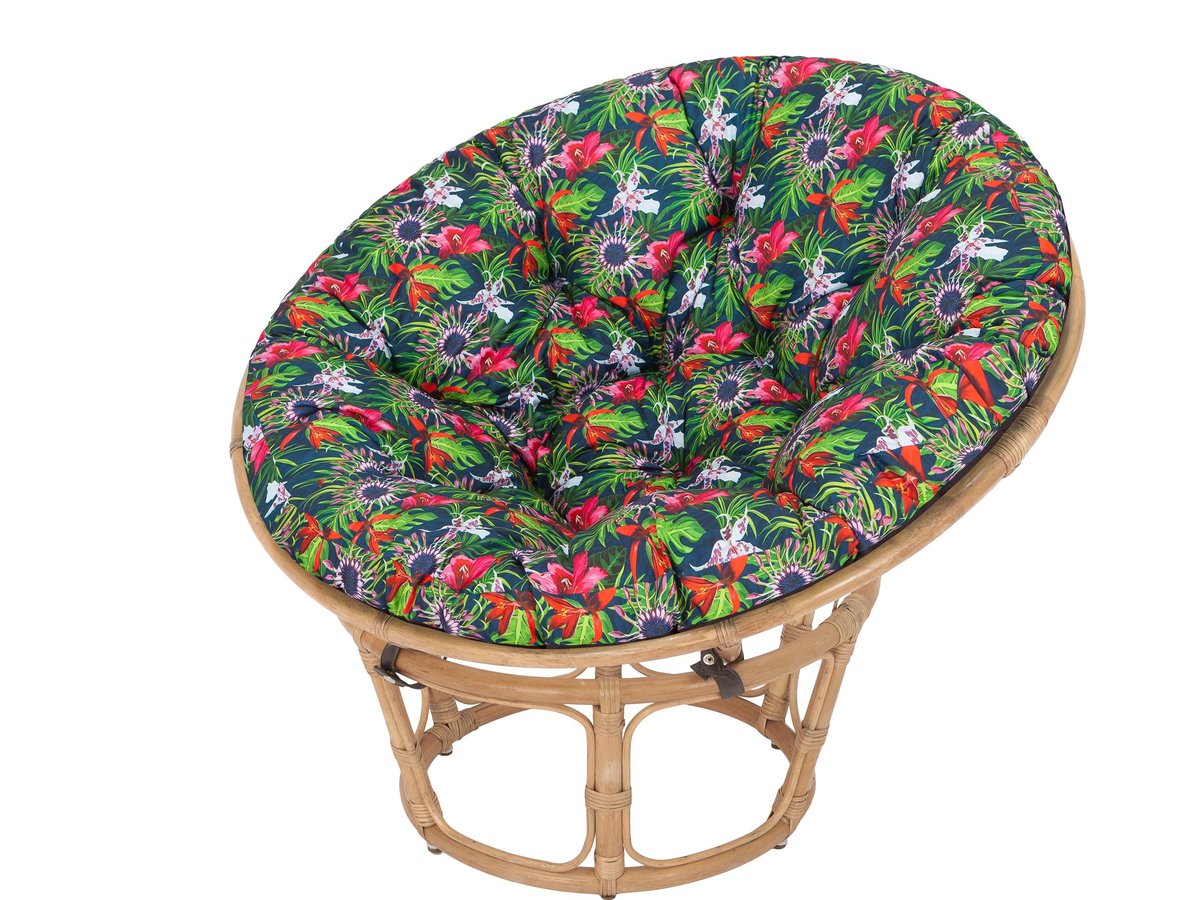 Poduszka na fotel ogrodowy Papasan/Jordrup, Soa, Kwiaty i liście, 114 cm