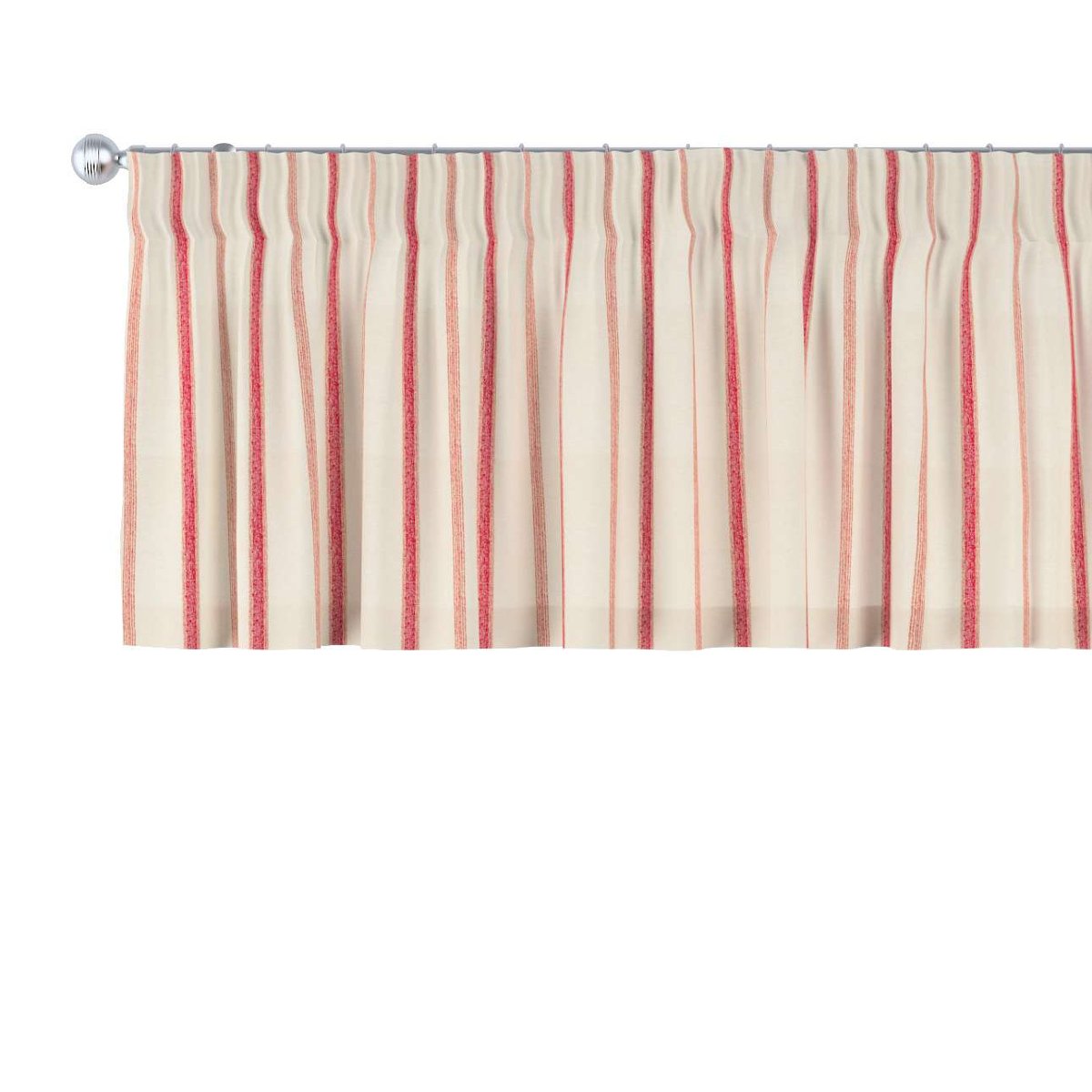 Dekoria Lambrekin na taśmie marszczącej ecru tło czerwone paski 130 × 40 cm Avinon 393-129-15
