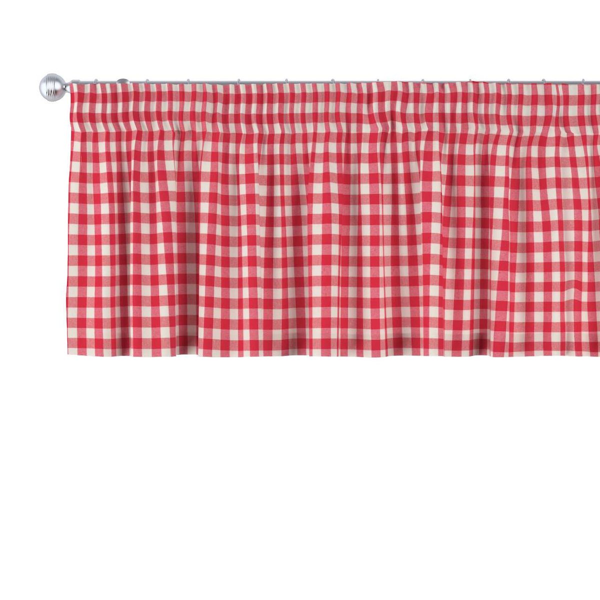 Dekoria Lambrekin na taśmie marszczącej czerwono biała kratka 1,5x1,5cm) 260 × 40 cm Quadro 396-136-16