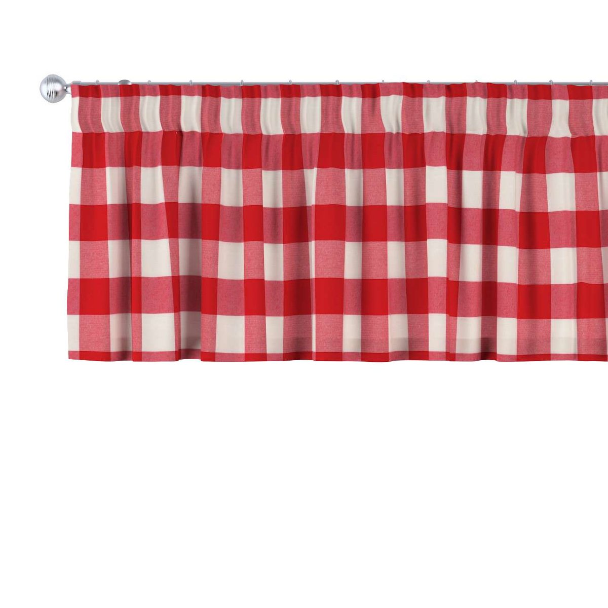 Dekoria Lambrekin na taśmie marszczącej czerwono biała krata 5,5x5,5cm) 390 × 40 cm Quadro 397-136-18
