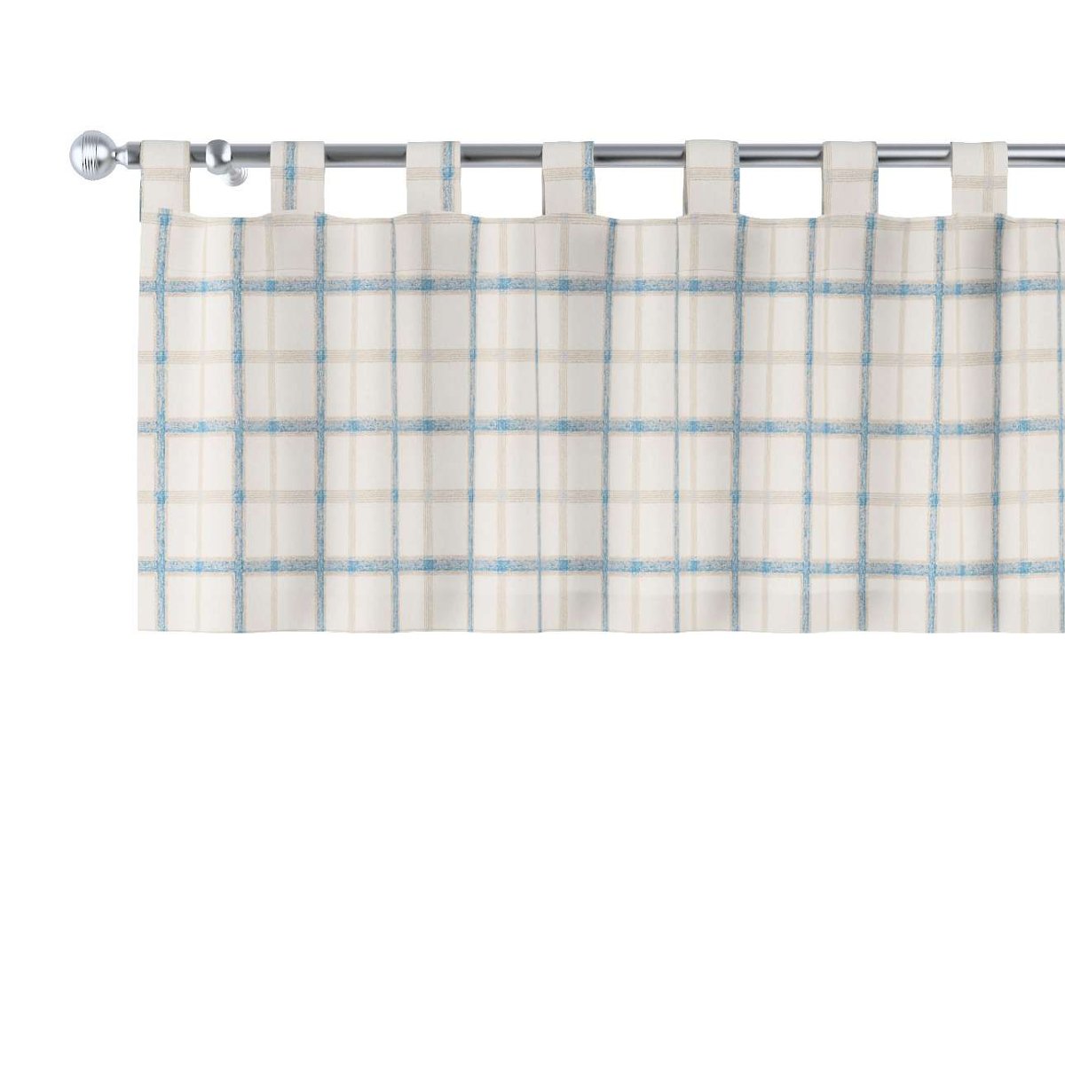 Dekoria Lambrekin na szelkach ecru tło niebieska kratka 130 × 40 cm Avinon 1356-131-66