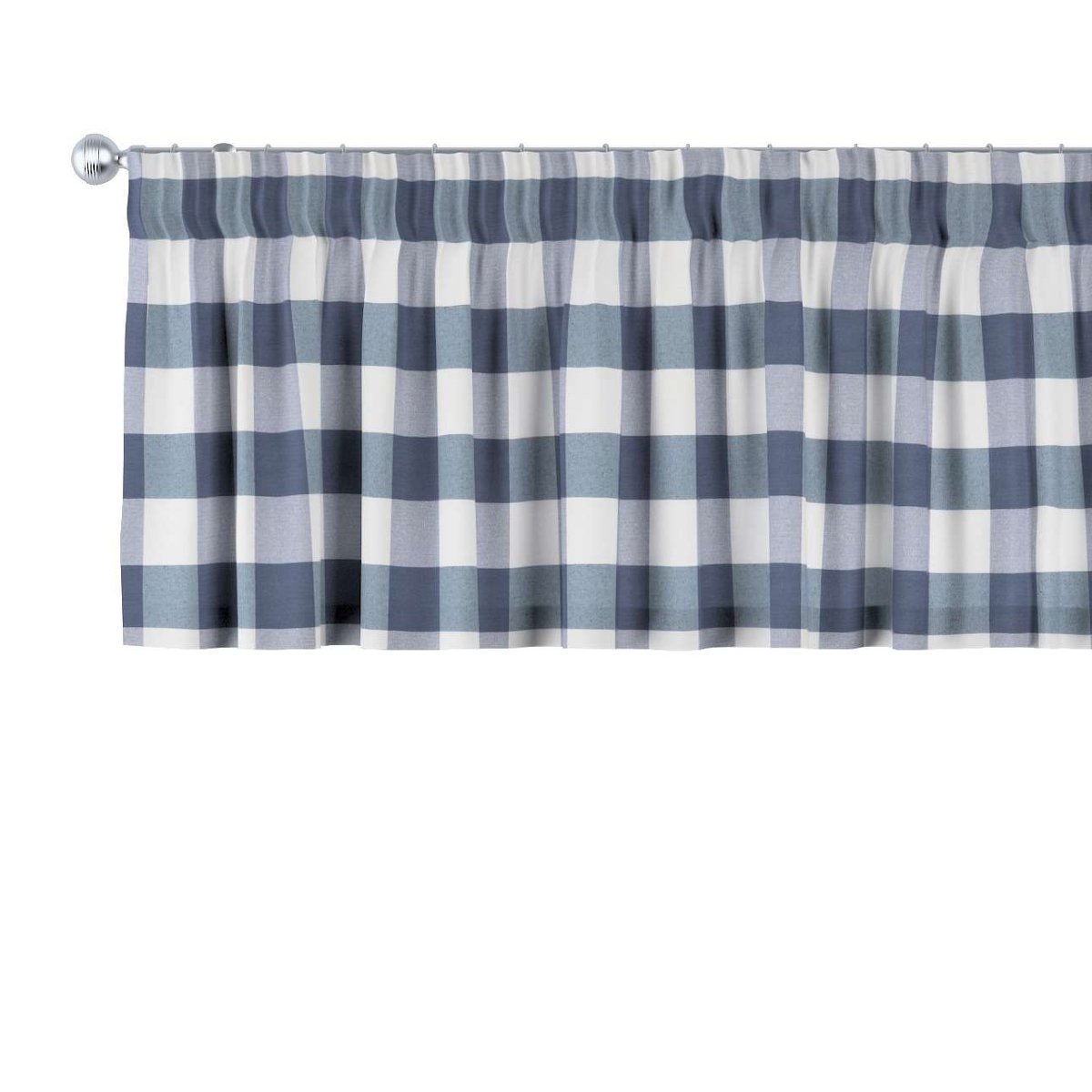 Dekoria Lambrekin na taśmie marszczącej granatowo biała krata 5,5x5,5cm) 130 × 40 cm Quadro 393-136-03