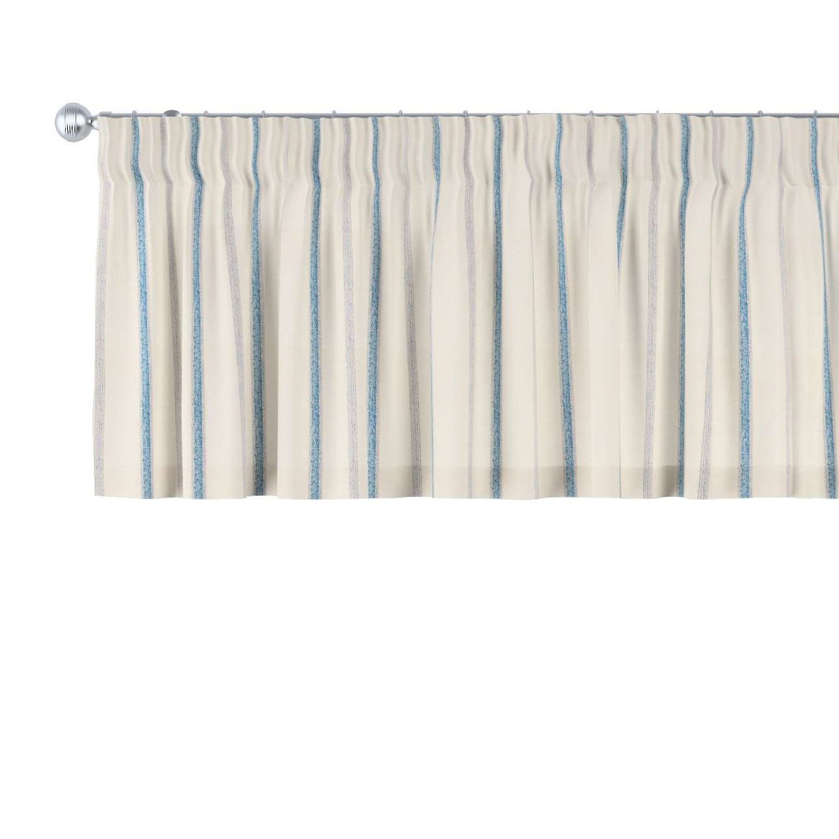 Dekoria Lambrekin na taśmie marszczącej ecru tło niebieskie paski 260x40 cm Avinon 396-129-66