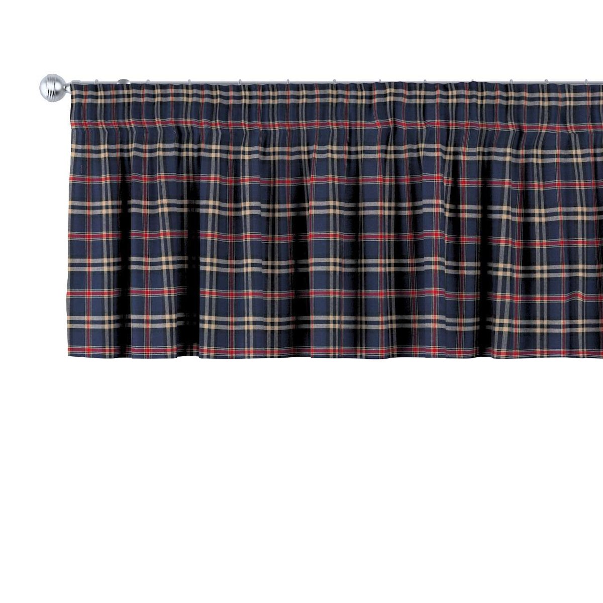 Dekoria Lambrekin na taśmie marszczącej granatowo czerwona kratka 390 × 40 cm Bristol 397-142-68