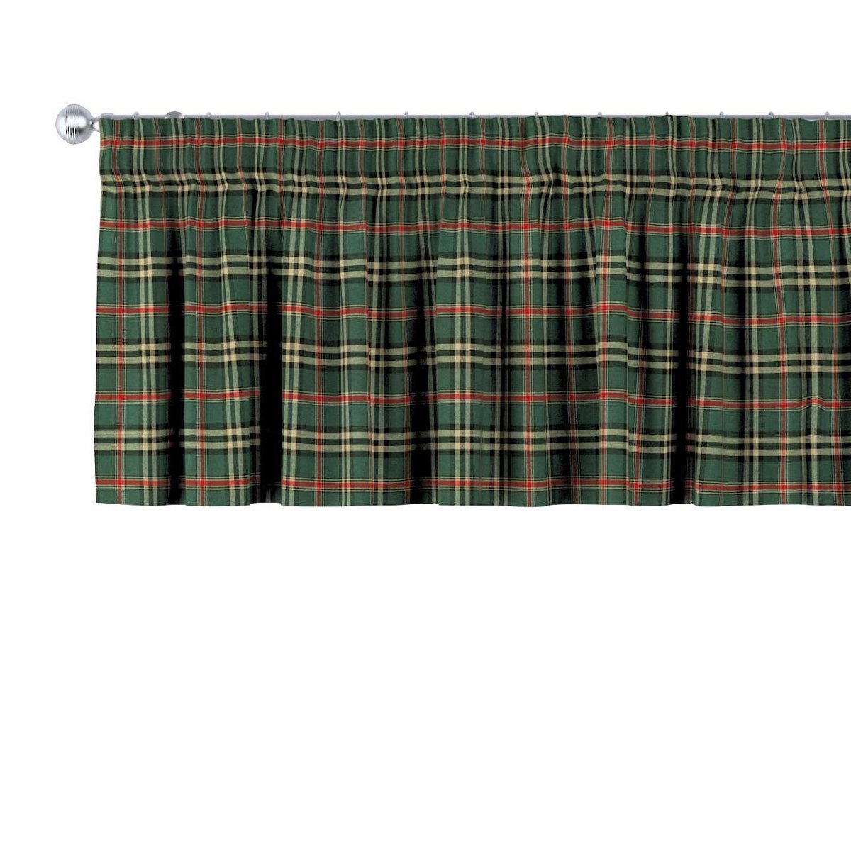 Dekoria Lambrekin na taśmie marszczącej zielono czerwona kratka 390 × 40 cm Bristol 397-142-69