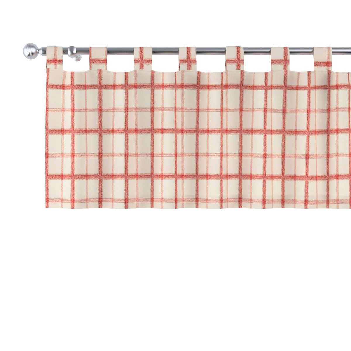 Dekoria Lambrekin na szelkach ecru tło czerwona kratka 260 × 40 cm Avinon 1357-131-15