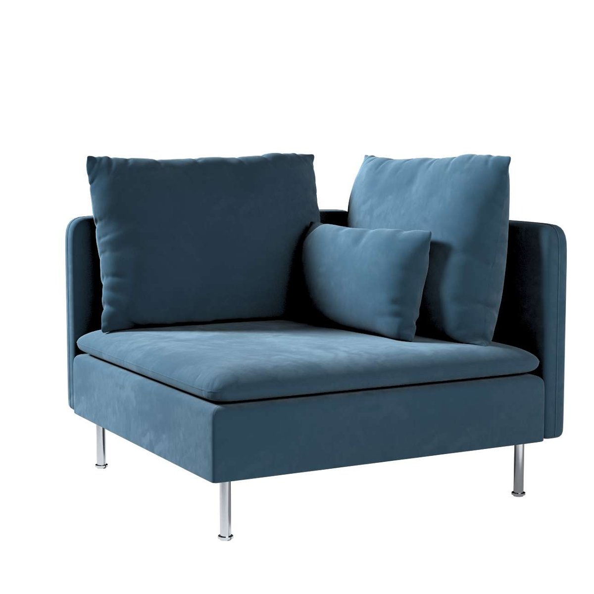 Dekoria pl pl Pokrowiec na sekcję narożną Söderhamn pruski błękit 99 x 99 x 83 cm Velvet 1008-704-16