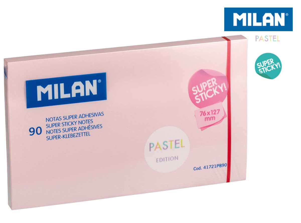 MILAN Karteczki samoprzylepne różowe Milan super sticky pastel 127 x 76, 90 sztuk