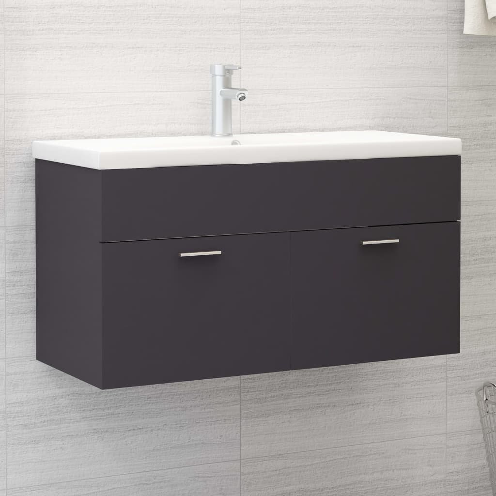 vidaXL vidaXL Szafka pod umywalkę, szara, 90x38,5x46 cm, płyta wiórowa