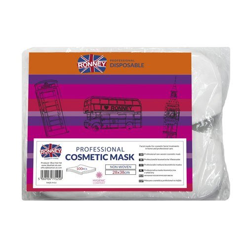 ronney RONNEY Professional COSMETIC MASK - Profesjonalna maska kosmetyczna z włókniny 28x38 cm - 100 sztuk