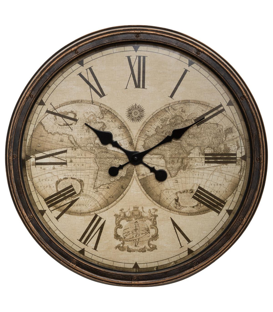 Zegar ścienny z mapą świata TOMY 51 cm brązowy 179402