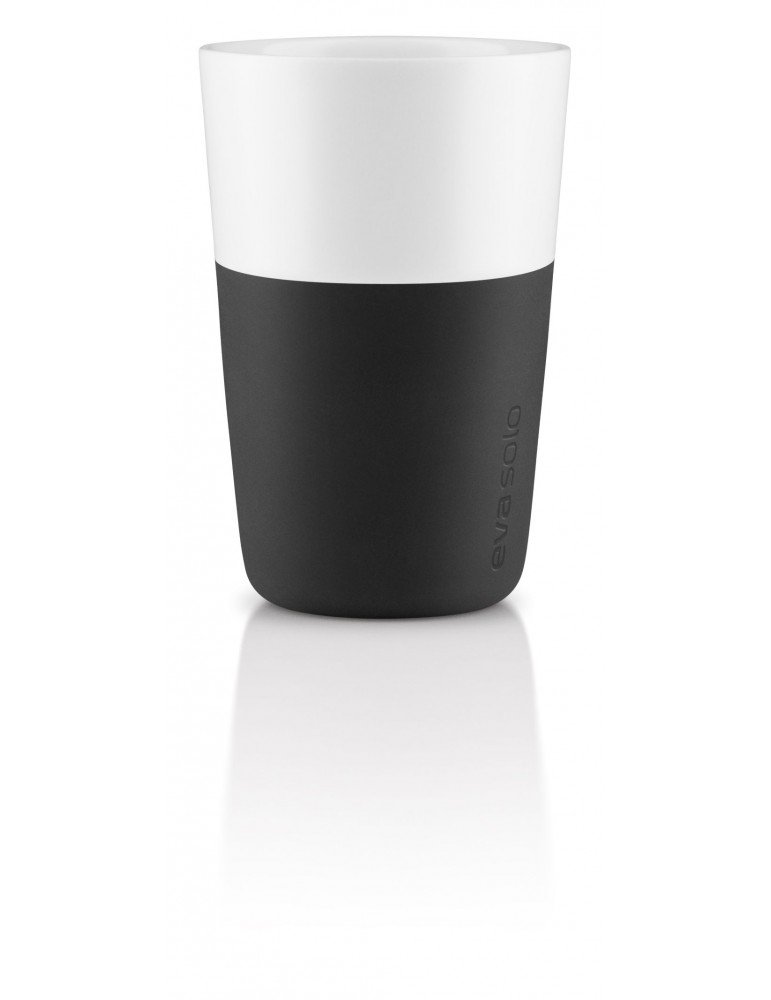 Eva Solo kubki na espresso, kawę lungo lub latte, 2 szt, pokryte silikonem, carbon czarny, Latte (360 ml) 5706631052030