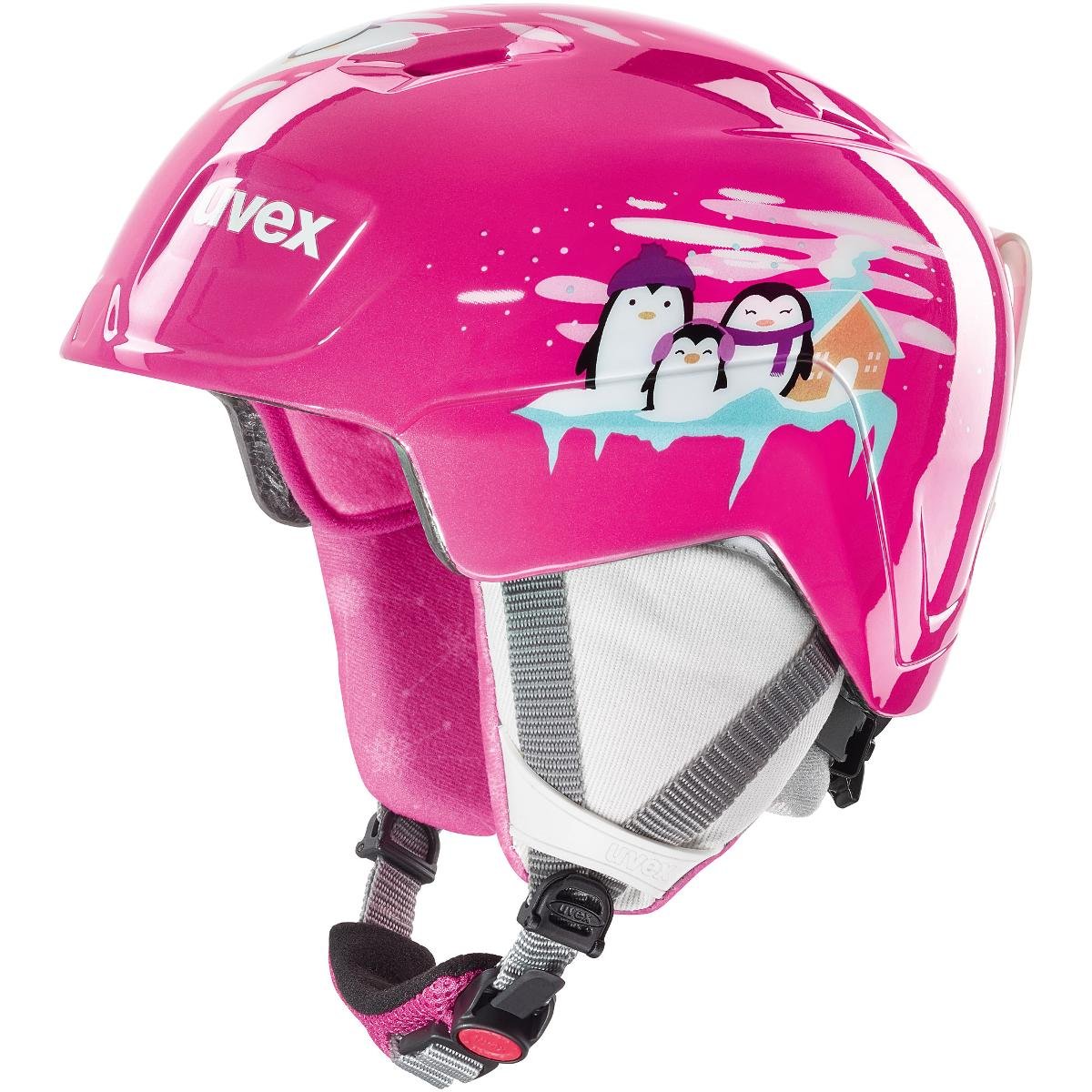 Uvex Manic Kask Dzieci, pink penguin 46-50cm 2019 Kaski narciarskie S5662269101