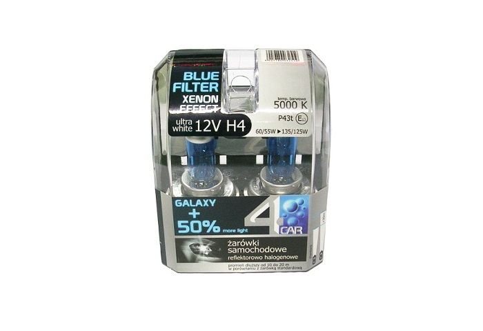 Zestaw żarówek samochodowych H4 12V BLUE GALAXY +50% 4CAR