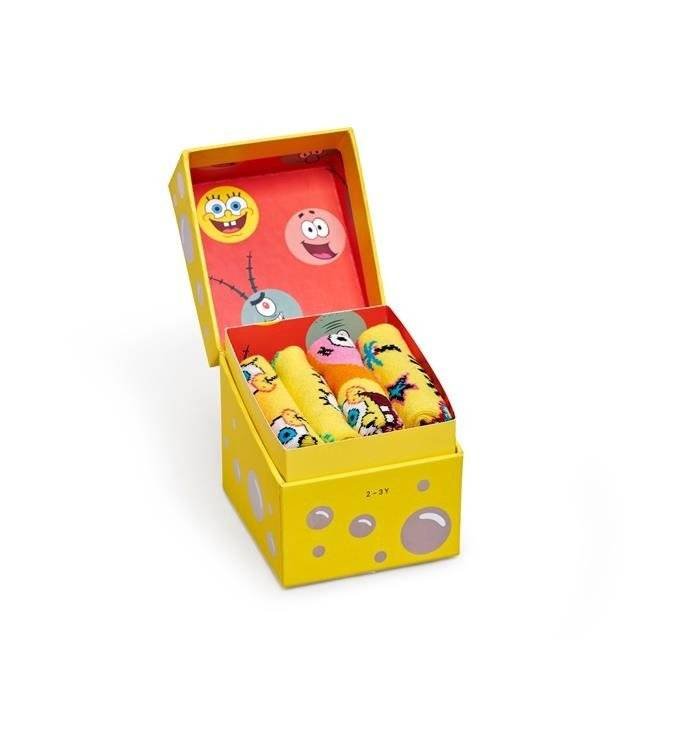 Skarpetki dla dzieci - Zestaw Giftbox Skarpetki Happy Socks x SpongeBob 4-pak Kids - XKBOB09-0100 - 13-21 - grafika 1