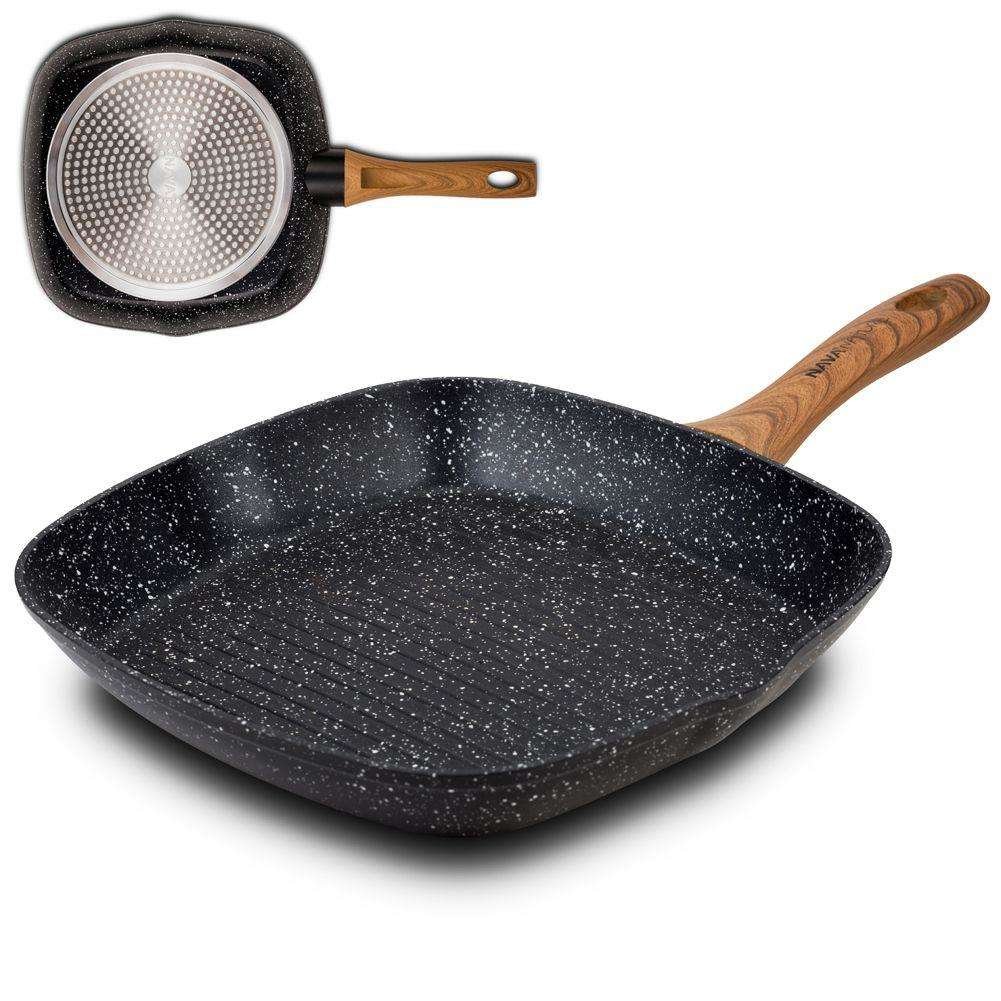 NAVA Patelnia GRILLOWA granitowa NATURE kwadratowa 28x28 cm gaz indukcja 10-144-111