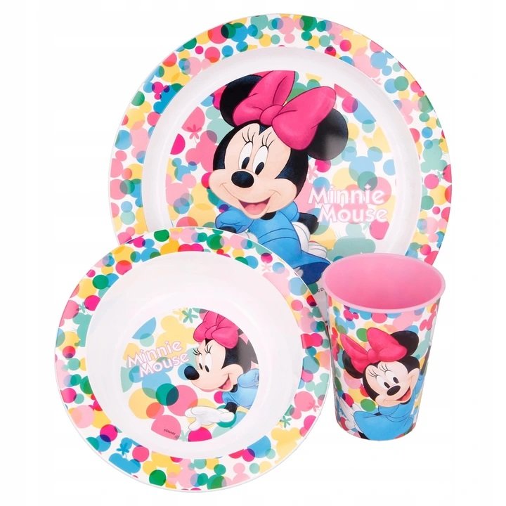 Zestaw naczyń śniadaniowych MYSZKA MINI MINNIE do mikrofali - talerz, miska, kubek