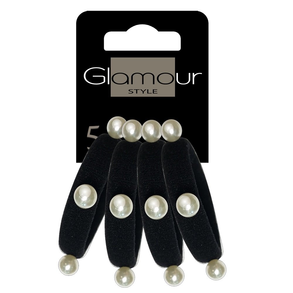 Glamour Gumki do włosów czarne z perełkami 4szt