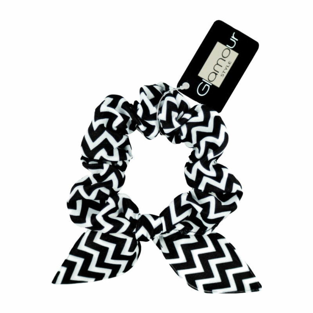 Glamour Zawijka scrunchie gumka do włosów Czarno-Biała