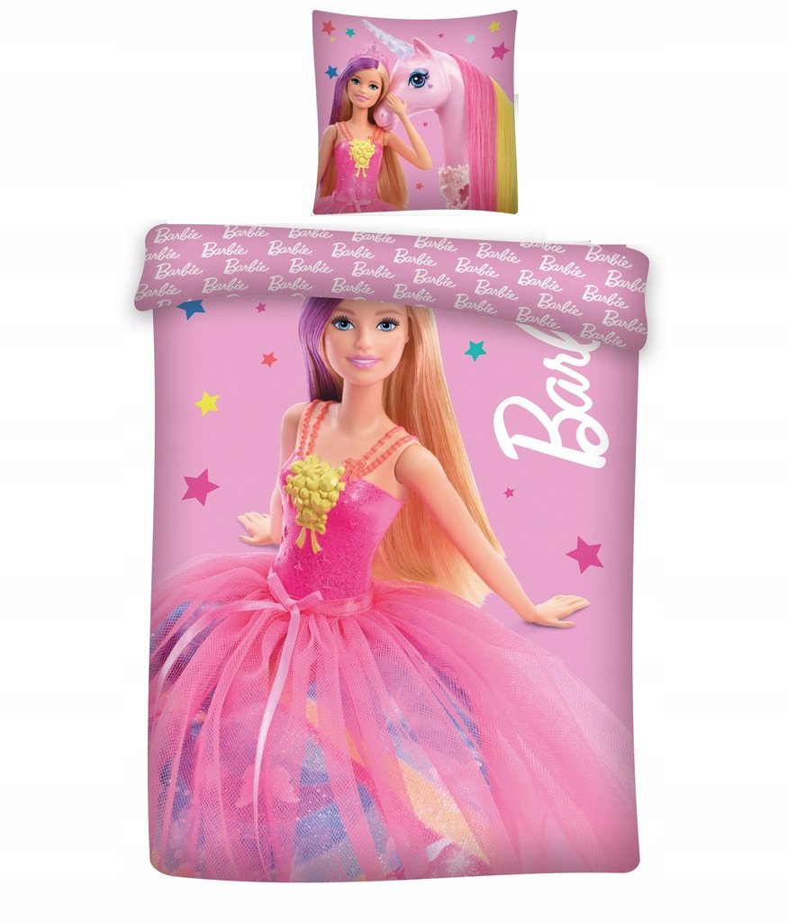Barbie Pościel bawełniana 100x135 Lalka Unicorn