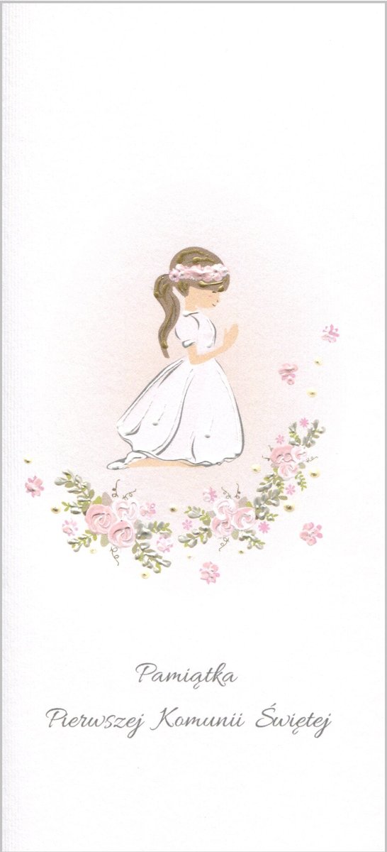 Karnet Komunia DL K21 Dziewczynka modlitwa Nowa