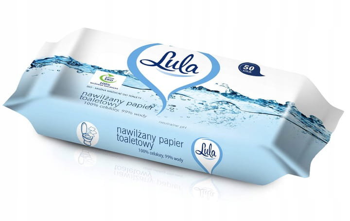 Nawilżany Eko papier toaletowy 99% wody 50szt Lula