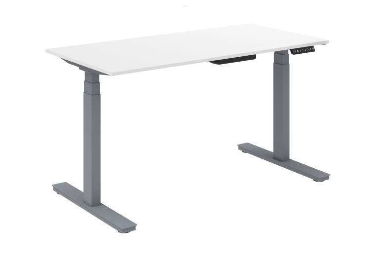 Biurko regulowane elektrycznie na szarym stelażu 138,5x80