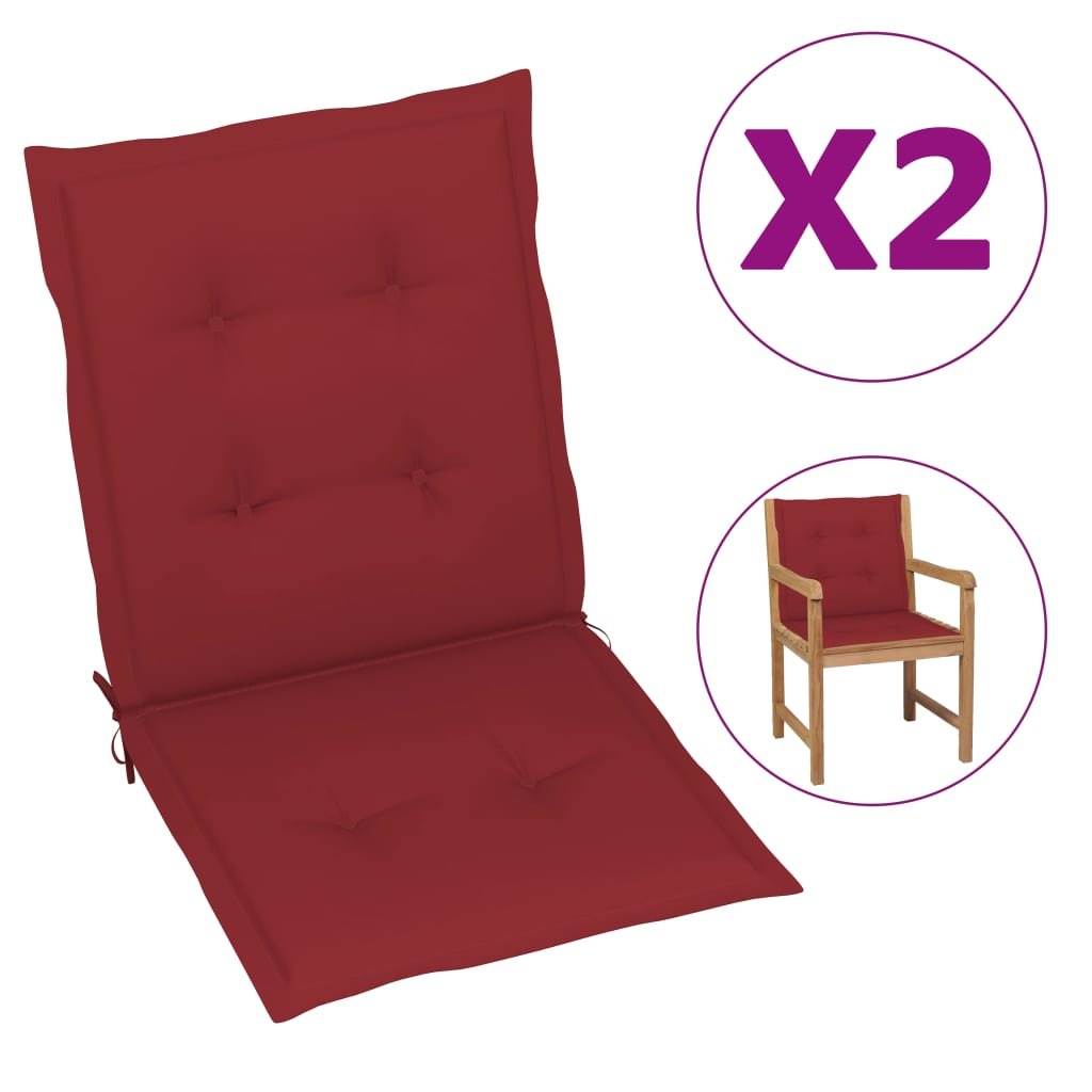 vidaXL Poduszki na krzesła ogrodowe, 2 szt., kolor wina, 100x50x4 cm