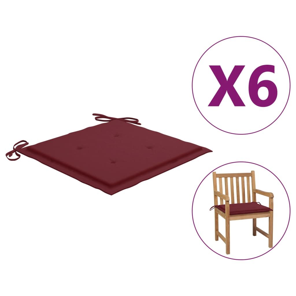 vidaXL Poduszki na krzesła ogrodowe 6 szt winna czerwień 50x50x4 cm 314058