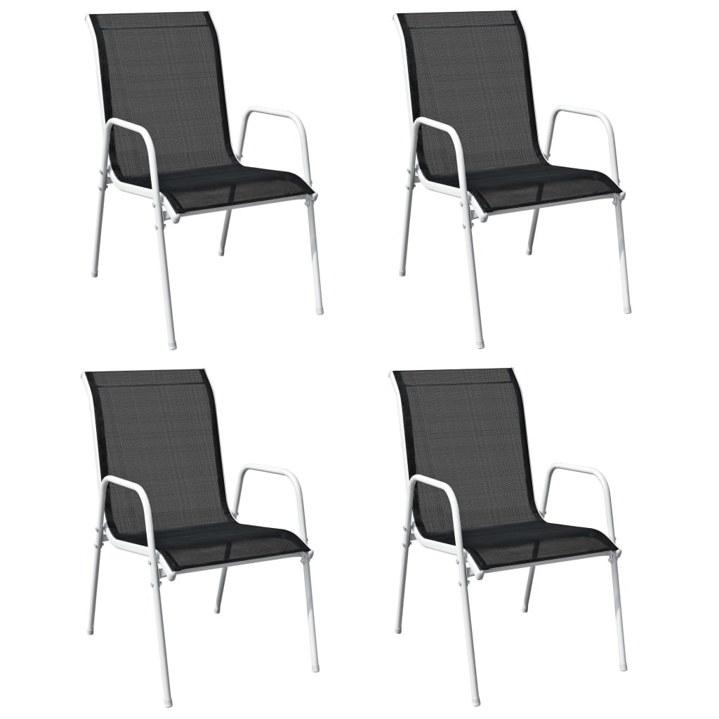 vidaXL Lumarko Krzesła ogrodowe, sztaplowane, 4 szt., stal i Textilene, czarne 313071