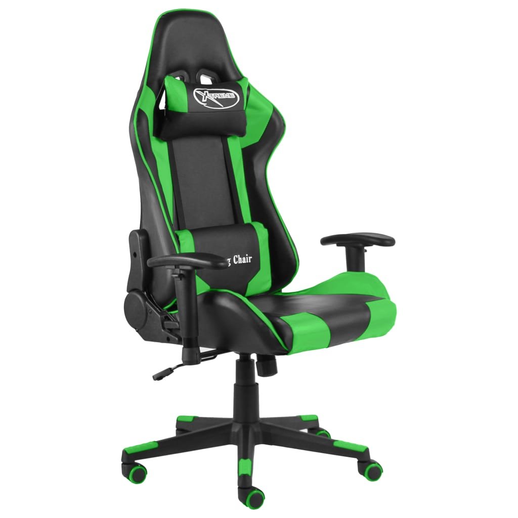 vidaXL Obrotowy fotel gamingowy, zielony, PVC 20493