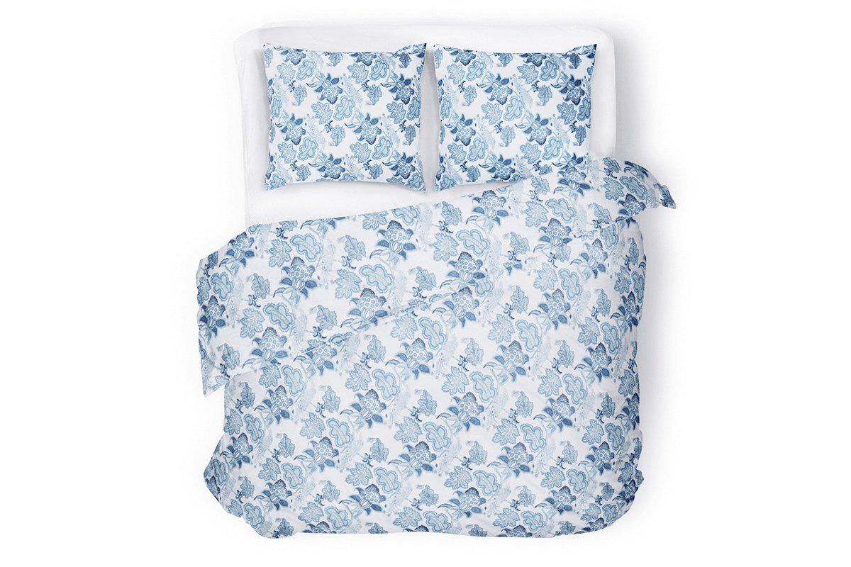 Komplet pościeli SATIVA niebieski/biały / 200x220 cm