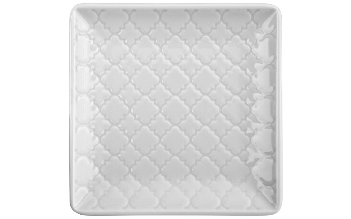 Talerz płytki kwadratowy 11cm Marrakesz biały