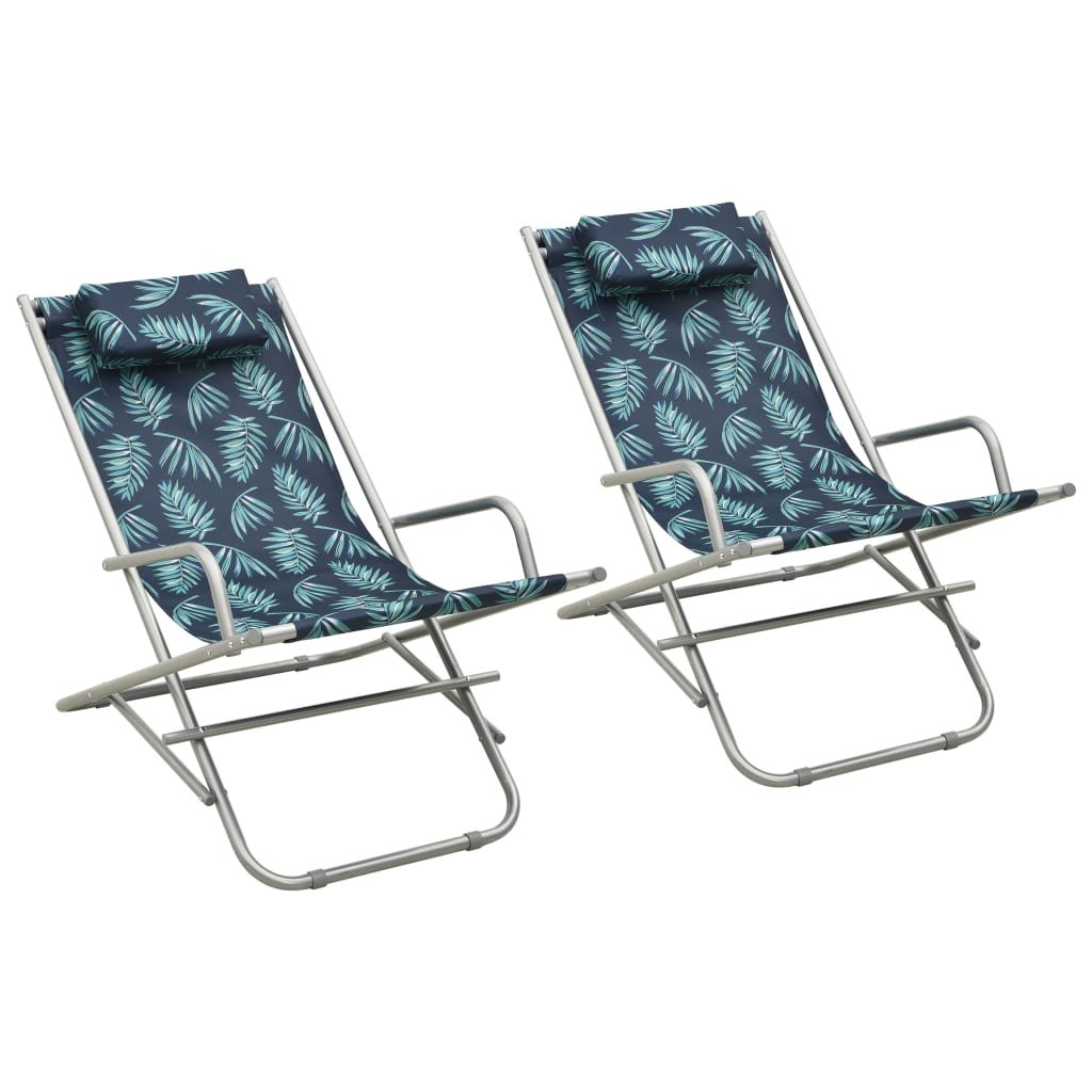 vidaXL Krzesła bujane, 2 szt., stal, nadruk liści 310342