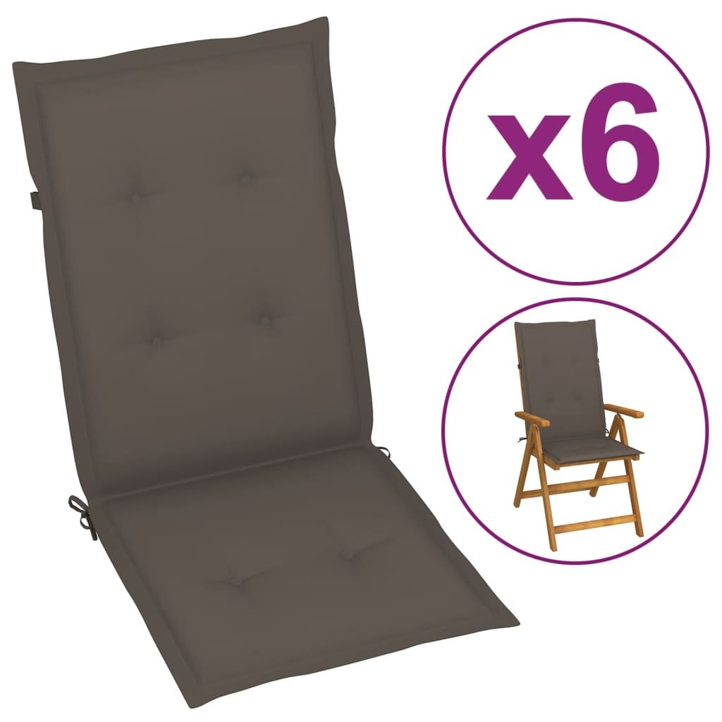 vidaXL Poduszki na krzesła ogrodowe, 6 szt., taupe, 120x50x4 cm