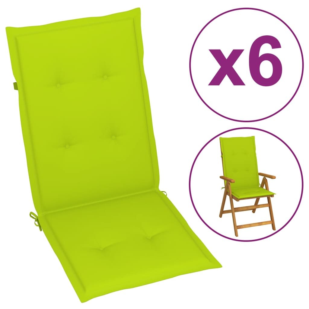 vidaXL Poduszki na krzesła ogrodowe, 6 szt., jasnozielone, 120x50x4 cm
