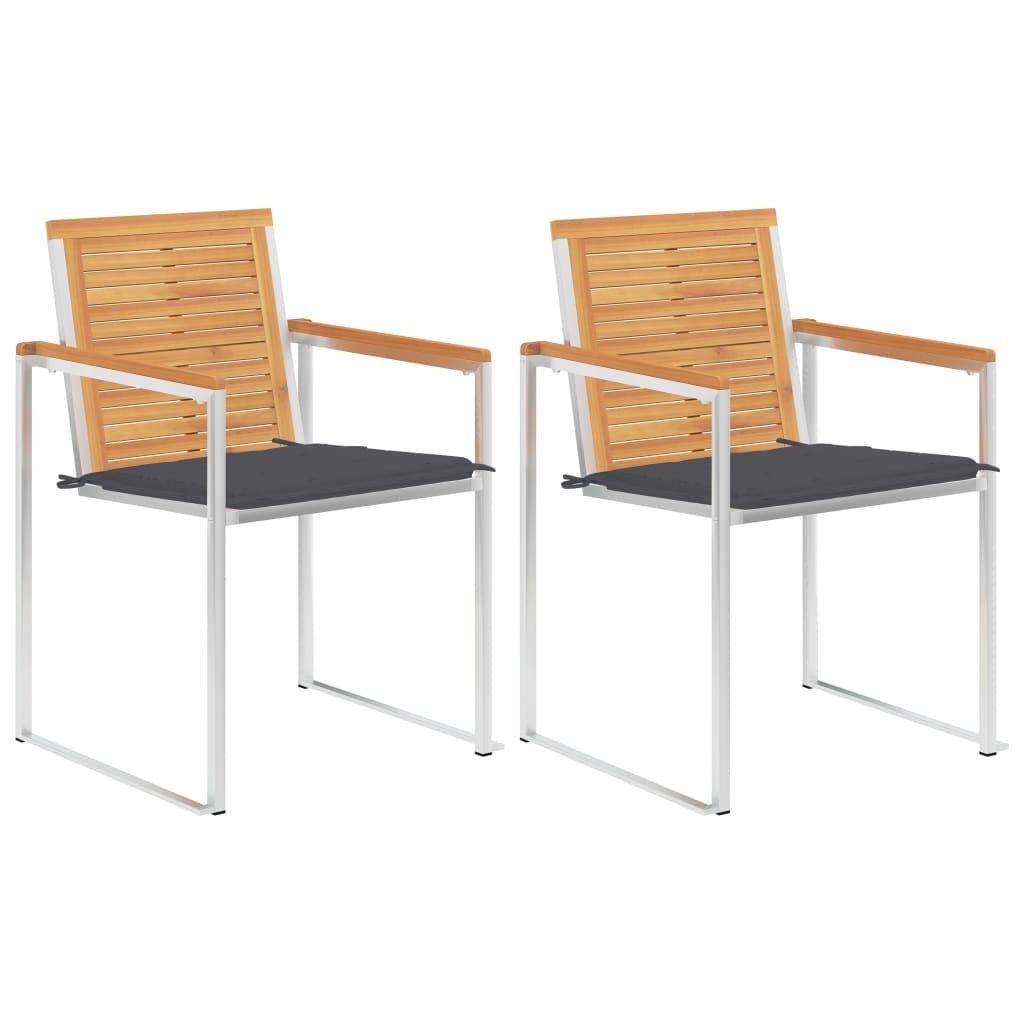 vidaXL Krzesła ogrodowe z poduszkami 2 szt. drewno tekowe i stal 3061515