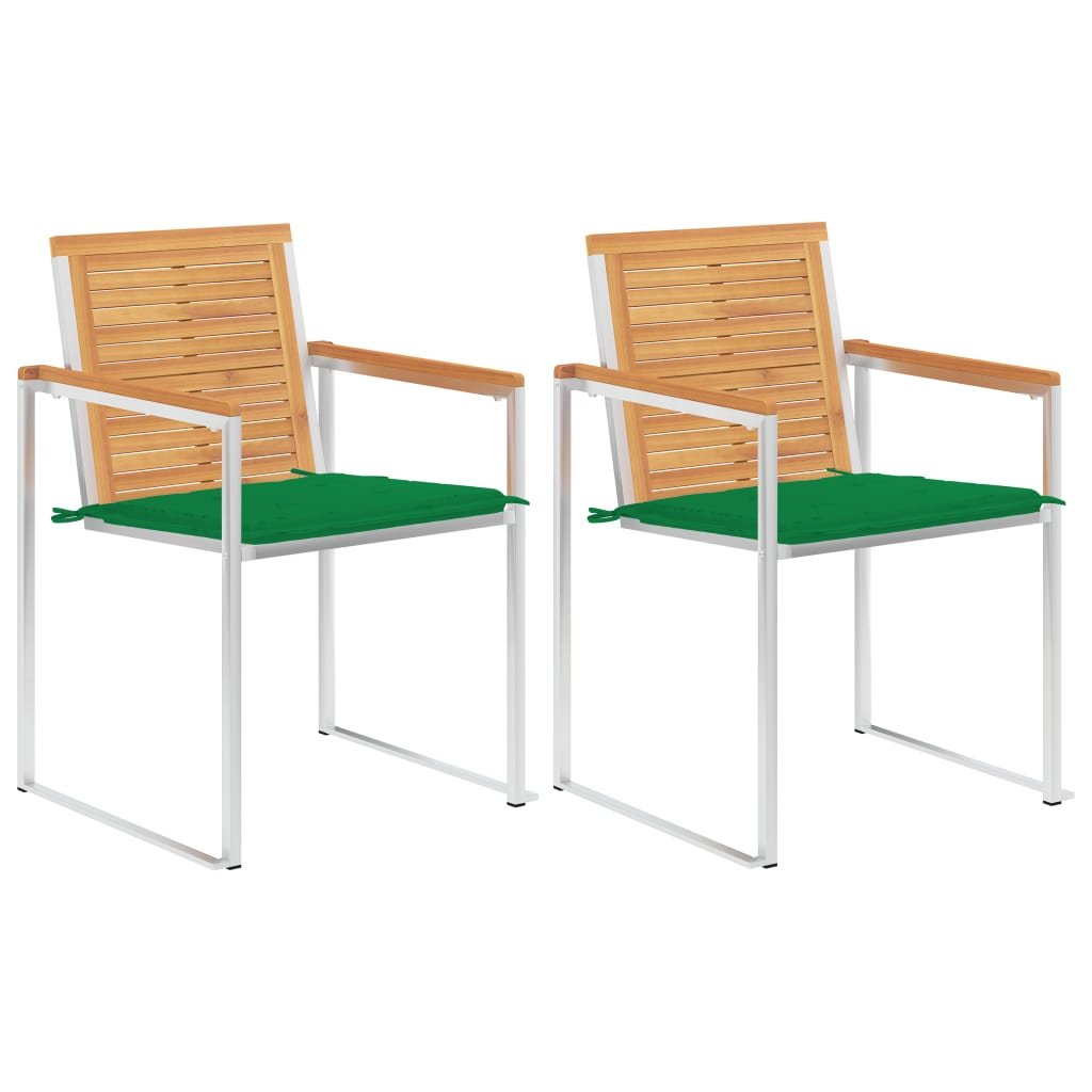 vidaXL Krzesła ogrodowe z poduszkami 2 szt. drewno tekowe i stal 3061520