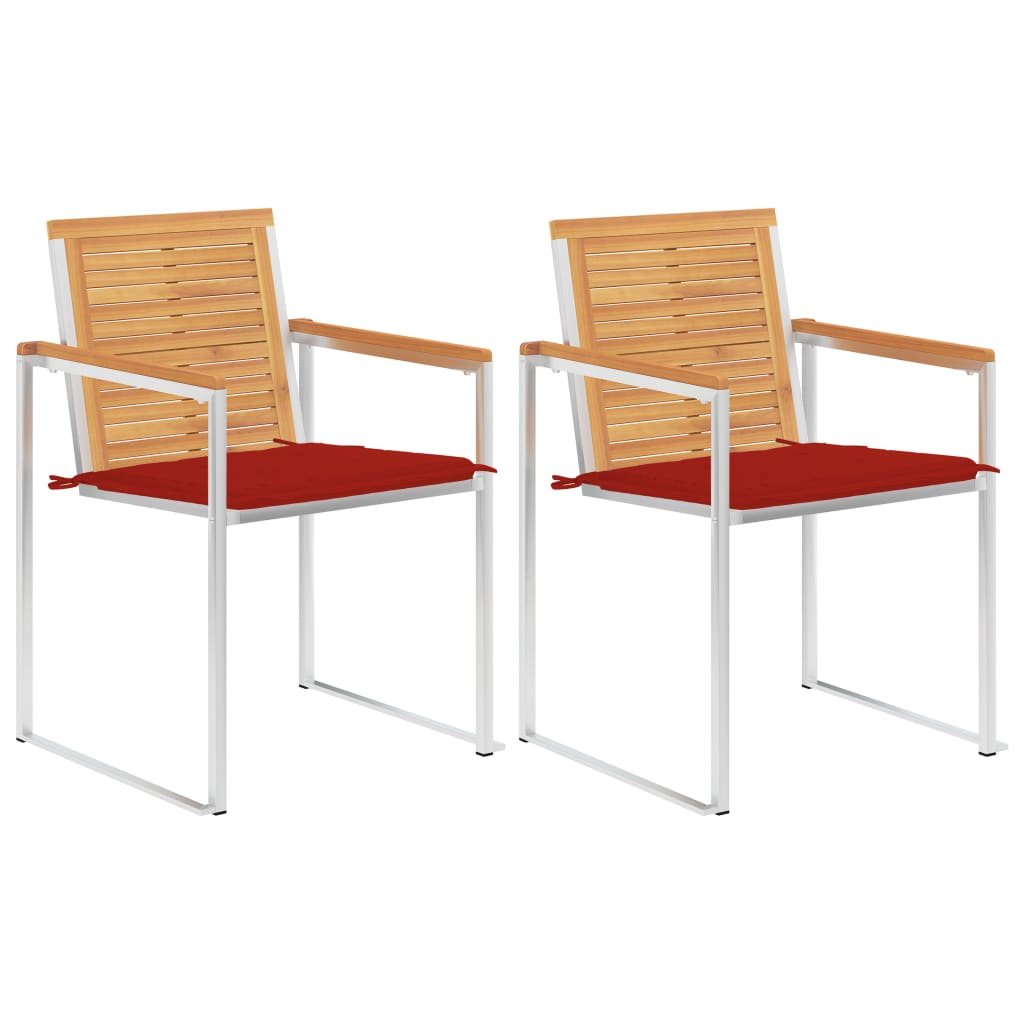 vidaXL Krzesła ogrodowe z poduszkami 2 szt. drewno tekowe i stal 3061521