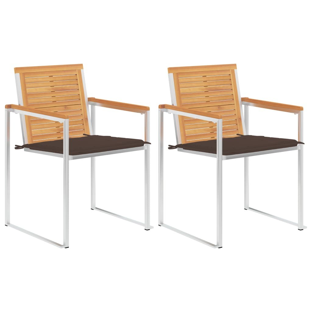 vidaXL Krzesła ogrodowe z poduszkami 2 szt. drewno tekowe i stal 3061523