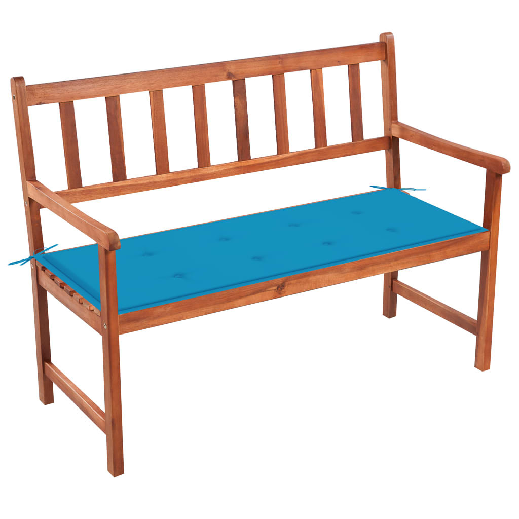 vidaXL Ławka ogrodowa z poduszką, 120 cm, lite drewno akacjowe