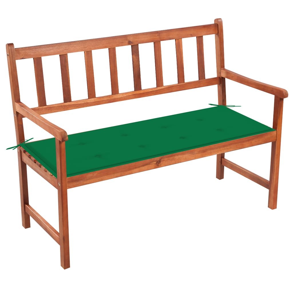 vidaXL Ławka ogrodowa z poduszką, 120 cm, lite drewno akacjowe