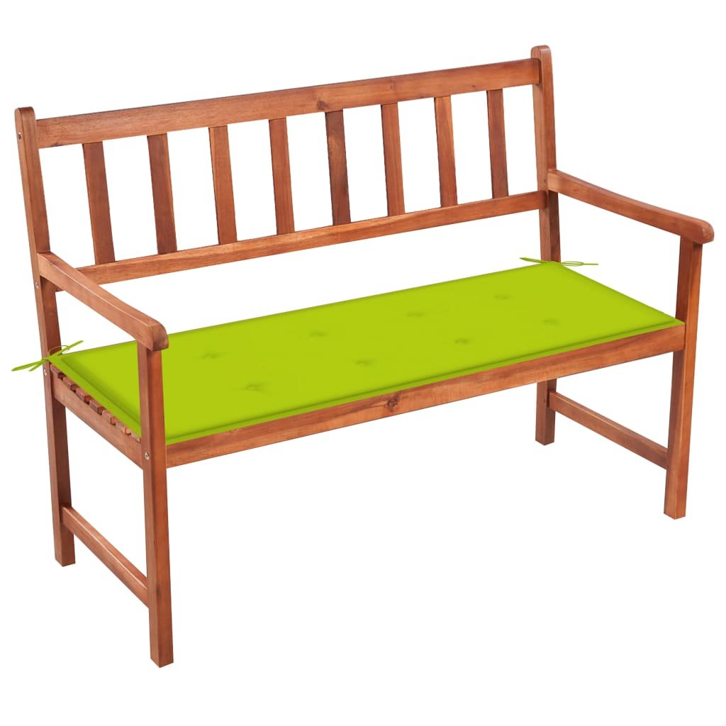 vidaXL Ławka ogrodowa z poduszką, 120 cm, lite drewno akacjowe