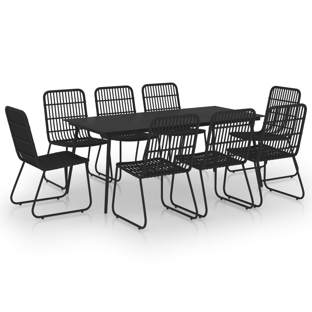 vidaXL 9-cz. zestaw mebli ogrodowych, rattan PE i szkło