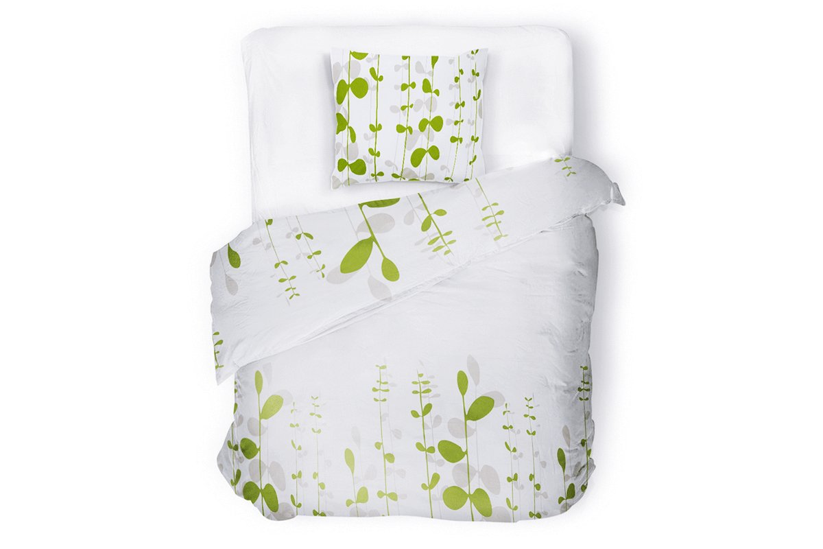 Komplet pościeli ERIGER biały/zielony / 140x200 cm