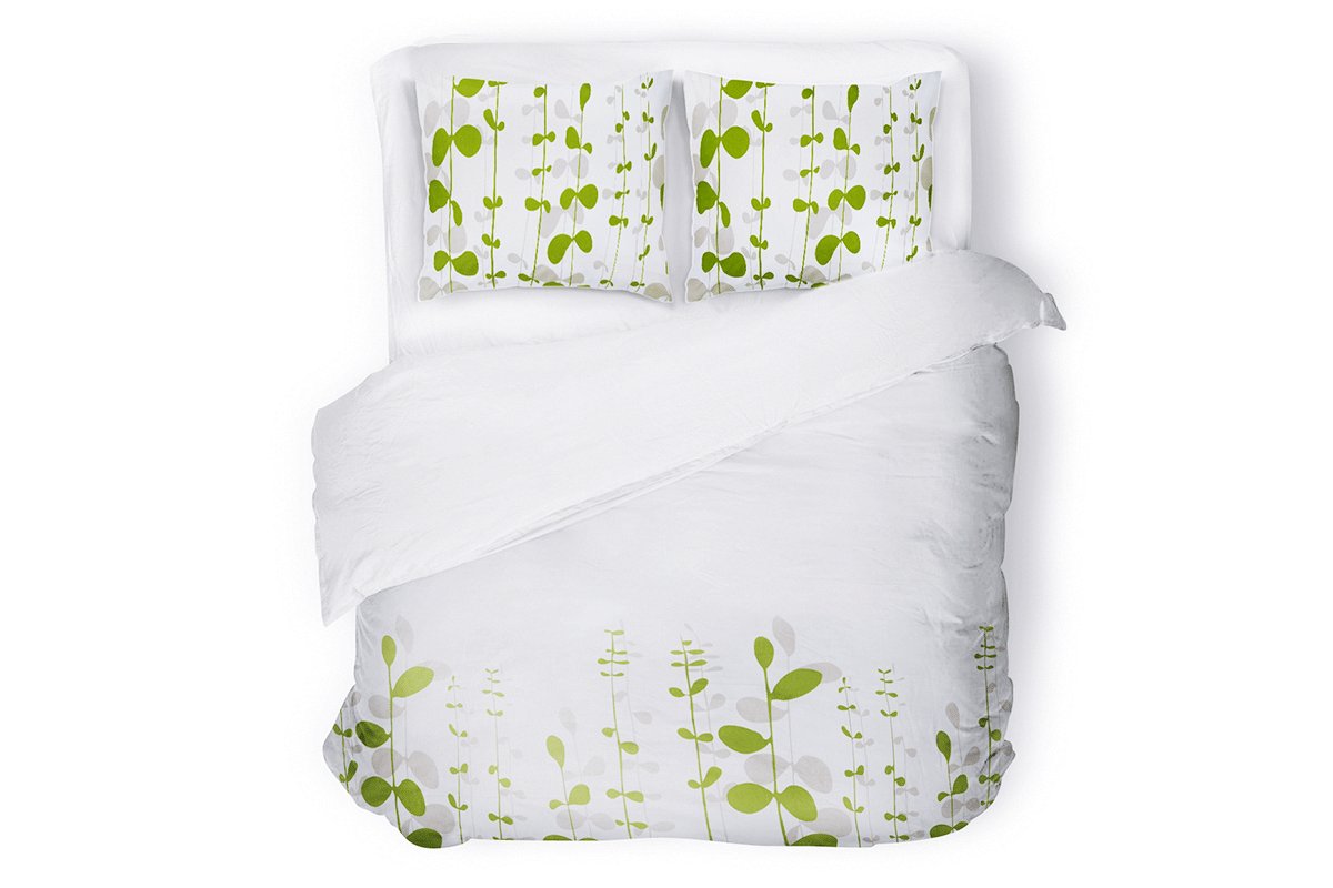 Komplet pościeli ERIGER biały/ zielony / 160x200 cm