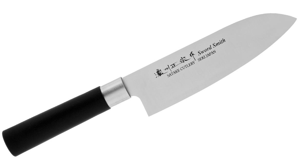 Satake Saku 17 Cm Czarny Nóż Santoku Ze Stali Nierdzewnej